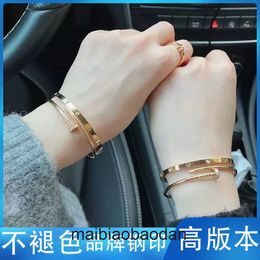 High End jewelry bangles for Carter womens Rose Gold Titanium Steel Light Luxury Nail Full Diamond Sky Star Bracelet Wide and Narrow Paired with Bracelet Red Bracelet