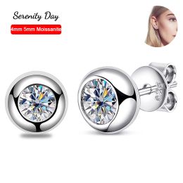 Earrings Serenity Day 0.6/1cttw D Colour 4mm 5mm Moissanite Bubble Earring For Women S925 Silver Stud Ear Plate Pt950 Wedding Fine Jewellery