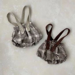 One-Pieces British Vintage Style Plaid Baby Romper Bodysuits Boys Girls Outfits Newborn Infant Clothing 03T