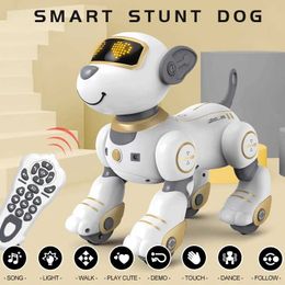 Electric/RC Animals Funny RC Robot Electronic Dog Stunt Dog Voice Command Programmable Touch-sense Music Song Robot Dog Toys for Childrens Gift T240422