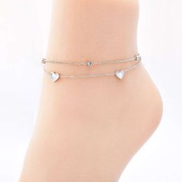 Fashionable and Trendy New Accessories, White Shell Heart Double Layer Chains, Titanium Furnace Plated Non Fading Steel Colour Foot Rings, Multiple Accessories