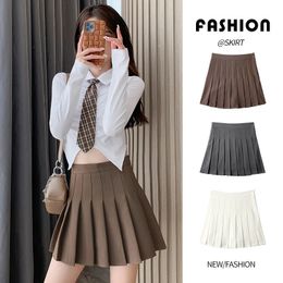 High Waist Solid Pleated Mini Skirt for Women Summer Spring Korean Preppy Style Fashion Cute A-line Skirts Y2K Skort Clothes 240421