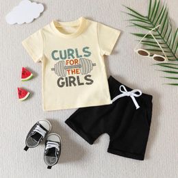 Clothing Sets Toddler Boys Girls Short Sleeve Letter Prints T Shirt Tops Shorts Outfits Baby 3 Piece