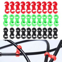 Parts 10PCS S Shaped Clips Plastic Hook Clips Rotating Bike Brake Gear Cross Cable Tidy Clip Tool Bike Accessories