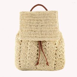 School Bags Fashion Straw Shoulders Backpack Hand-Woven Women Beach Holiday Bucket Bag