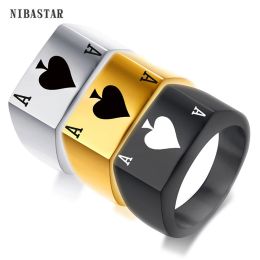 Bands Engrave Ace Of Spades Ring Classic Poker Heart Letter A Rings Stainless Steel Punk Hip Hop Rock Street Jewellery Wholesales