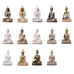 Decorative Figurines Buddhist Statue Meditating Figurine Table Decors Resin Indoor Ornament