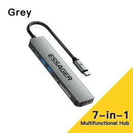 Hubs 7in1 Extension Hub USB TypeC HDMICompatible Support PD60W Power Supply Hub Multi Splitter Port Plug and Play Docking Station
