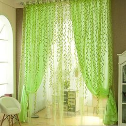 Yarn Curtain Willow Pattern Upscale Jacquard Fashion Chic House Room Living Bedroom Door Window Decoration Sheer Curtains y240416