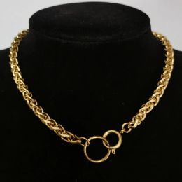 Necklaces Punk Cuban Chokers Necklace Women Collar Gold Color Stainless Steel Chunky Thick Chain Circle Necklace Hip Hop Men Neck Jewelry