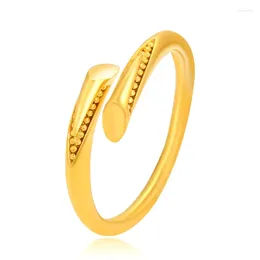 Cluster Rings Fashion 999 Gold Color Spark Ring Open Jewelry For Women Light Luxury Thicken Fine Gifts