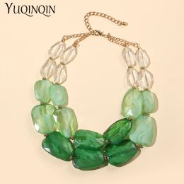 Necklaces Fashion Multilayer Choker Necklaces For Women Trendy Jewellery Short Boutique Colourful Beads Pendant Necklace Accessories Summer