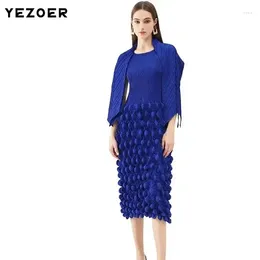 Casual Dresses YEZOER 2024 Designer Sleeveless BLUE Bubble Dress For Women Vestidos De Mujer Verano Skirts Elegant Luxury Green Yellow