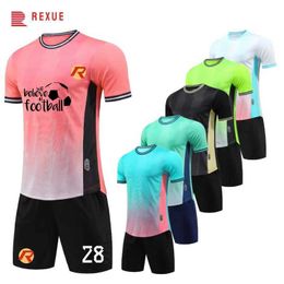 Fans Tops Tees NEW 2024 Soccer Jersey Suit for Children And Men High Quality Professional Male Team Club Training Football Pocket Pants Y240423