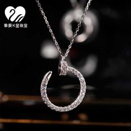 Luxury Necklace online store High version full diamond nail Mosang stone necklace for womens collarbone chain Mosang diamond pendant pure silver goldplated non fa