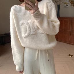 Women's Sweaters 3D crochet round neck loose fitting casual long sleeved knit sweater