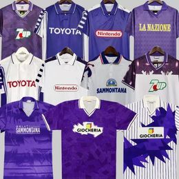 1998 1999 Fiorentina BATISTUTA RUI COSTA Mens Soccer Jerseys Home Purple Away White RETRO Football Shirt Uniforms