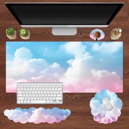 Mouse Pads Wrist Rests Cloud Keyboard Wrist Rest Mouse Pad Wrist Support Keyboard Set with Ergonomic Memory Foam Anti-Slip Base for Home Office Laptop Y240423