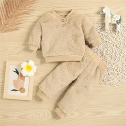 Clothing Sets Toddler Baby Fleece Pants Long Sleeve Shirt Top Plush Infant Boy Girl 2 Piece Winter Outfits Clothes