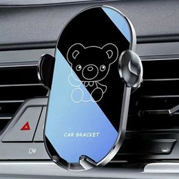 Cell Phone Mounts Holders Car Mobile Phone Bracket The New Car With Navigation Support Rack Bear Cartoon Car Air Outlet Fixed Mobile Phone Rack Y240423