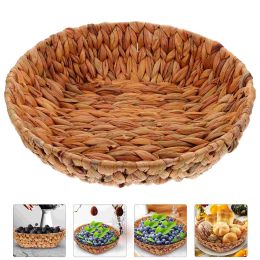 Baskets Straw Storage Basket Round Bread Baskets Serving Table Flat Organizing Wicker Storage Basket For