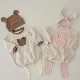 One-Pieces 2021 Autumn New Baby Cartoon Bodysuit Cotton Long Sleeve Bear Bunny Boys And Girls Jumpsuit Cute Newborn Toddler Clothes 024M