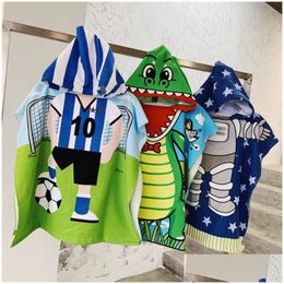 Towels Robes Baby Poncho Towel Hooded Surf Pool Cartoon Child Bathrobe Kids Beach Changing Bath Robe Fast Dry Travel Sport Drop De Dhvme