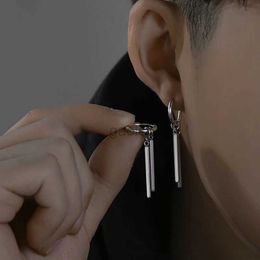 Dangle Chandelier Silver Color Personality Long Pendant Earring Men Women Earrings Square Stick Earrings Cool Statement Earring Pendientes d240323