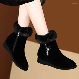 Boots Ankle For Womens Winter 2024 Arrival Female Shoes Plush Warm Cotton Women Comfy Velvet Mom Women's