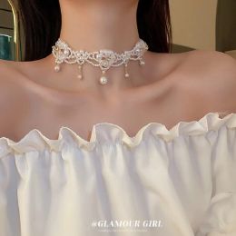 Necklaces Luxury Vintage Pearl Choker Necklace For Women Princess Gorgeous Multilayers French Romantic Style Clavicle Chain Party Gift