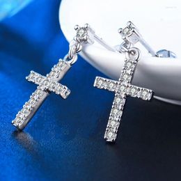 Stud Earrings Fashion Women Luxury Jewellery White Zircon Cross Earring For Wedding Engagmenet Dangle Gifts