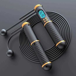 Jump Ropes 2-in-1 multifunctional speed slide rope with digital counter professional ball bearing and anti slip handle jumping and calorie counting Y240423