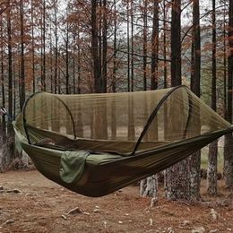 Camp Furniture Outdoor camping hammock with mosquito net lightweight hammock high-strength umbrella fabric hammock 250x120cm Y240423
