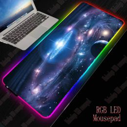 Rests Xgz Space Planet Gaming Computer Mousepad Rgb Large Mouse Pad Gamer Mouse Carpet Big Led Mause Pad Pc Desk Play Mat with Backlit