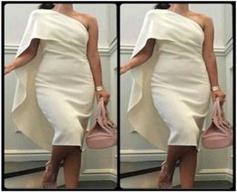 2020 Elegant One Shoulder Evening Dresses Wear Sexy Cheap Knee Length Cocktail Dress Saudi Arabia Women039s Party Gowns1109505