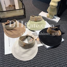 Summer Visors Hat Women Designer Sun Hat Bowknot Headband Hat Soft Empty Top Hat Beach Travel Sunscreen Hat