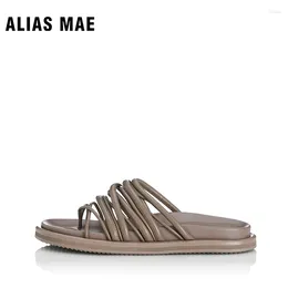 Slippers ALIAS MAE DAHLIA Advanced Sexy Simple Summer Handmade Genuine Leather Weaving Elegant Women's Solid Colour Beach