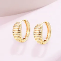 Hoop Earrings Wavy Inlaid Zircon For Women Fashion Elegant Jewelry Copper Plated 18K Gold Niche Exquisite