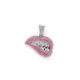 Personalised niche Jewellery lip biting hip-hop creative design pendant Jewellery Cuban chain necklace