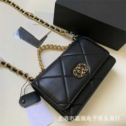 Tote bag high definition Black gold classic flip wealth fashionable version diamond grid color chain crossbody womens