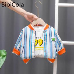 Coats Baby boy clothes autumn denim jacket 15 years old boy cartoon stripe casual fashion baseball uniform girl clothing baby jacket