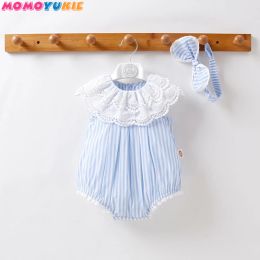 One-Pieces Newborn Baby Girls Jumpsuit Lace Stripe ruffles Toddler Baby Girl Cotton Romper Summer Infant Baby Girls Clothes rompers