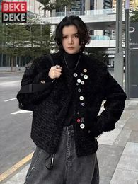 Men's Jackets Autumn Winter Mens Vintage Tweed Jacket Colorful Buttons Party Coat Designer Cardigan High Quality Outwear Overcoat