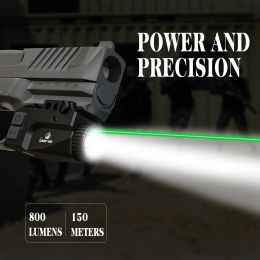 Lights Hignlumen Tactical Flashlight Green Laser Sight Combo Hungting Laser Sigh for Pistol Handgun with Builtin Rechargeable Battery