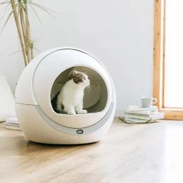 Boxes Automatic Smart Cat Litter Box Self Cleaning Cat Sandbox Closed Tray Toilet Rotary Training Detachable Bedpan Areneros Gato Pet