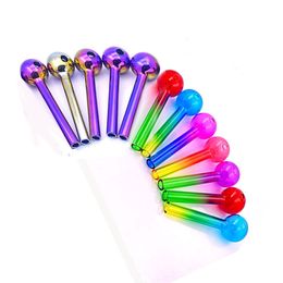 50pcs Hot Sale Smoking Pipes 4inch 30mm OD Bowl Glass Oil Burner Pipe Colourful Glass Pipe Oil Bong Cigarette Cigar Tobacco Tools