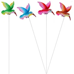 Garden Decorations 4 Pcs Iron Insert Small Hummingbird Plants Lawn Decoration Decorate