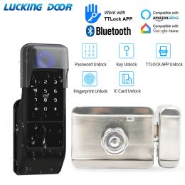 Control IP65 Waterproof Fingerprint Smart Door Lock Bluetooth Lock By Remote Control TTLock App/Password/RFID Card/Metal Key/Finger