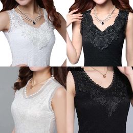 Top Tank Women Fiess Elegant Flower Embroidery Lace Blouse Fashion Summer Tube Top Sleeveless Shirt Clothing for Lady 220316