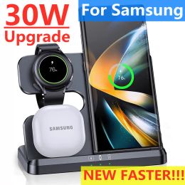 Chargers 30W 3 in 1 Wireless Charging Station for Samsung S22 S21 Ultra Galaxy Z Flip 4/3 Z Fold 4 Watch 5/4/3 Buds Fast Charger Stand